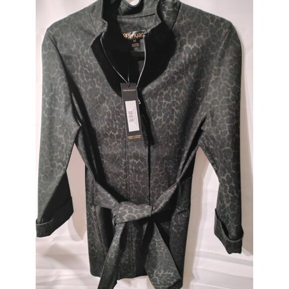 R. Renuar Jackets & Blazers - R. Renuar jacket coat animal print belt med NWT black fall, winter, spring, zip